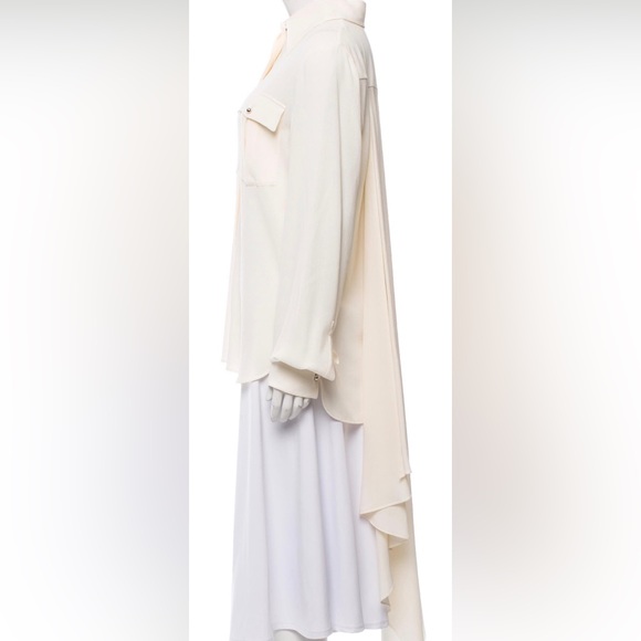 🧡Sold ebay🧡Chanel 2015 Cruise Collection Creme silk high-low top Fr 38 - Picture 3 of 10